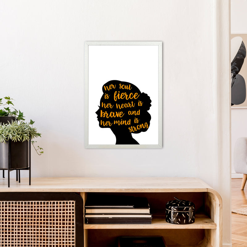 Her Soul Is Fierce Orange  Art Print by Pixy Paper A2 Oak Frame