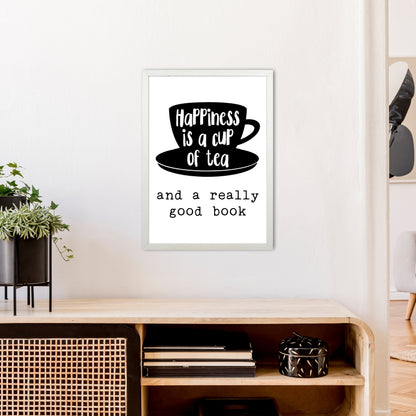 Happiness Is A Cup Of Tea  Art Print by Pixy Paper A2 Oak Frame