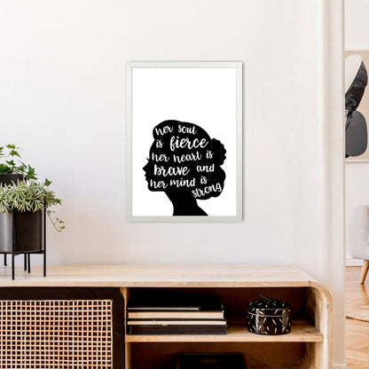 Her Soul Is Fierce White  Art Print by Pixy Paper A2 Oak Frame