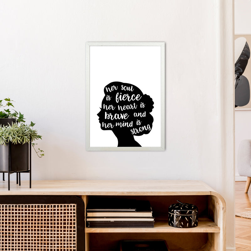 Her Soul Is Fierce White  Art Print by Pixy Paper A2 Oak Frame