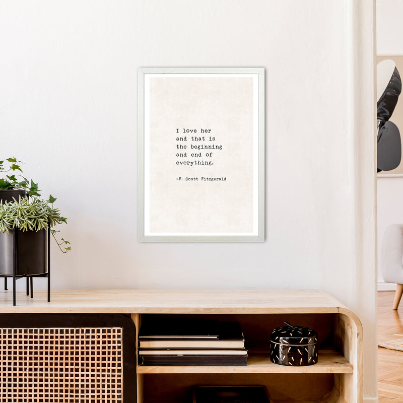 I Love Her - Fitzgerald  Art Print by Pixy Paper A2 Oak Frame