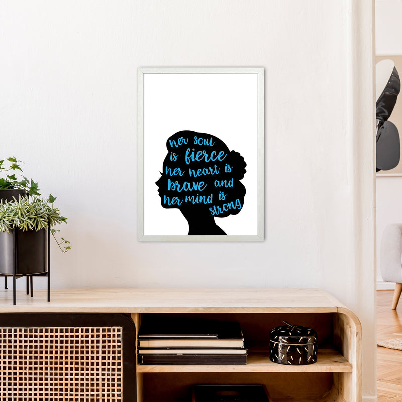Her Soul Is Fierce Blue  Art Print by Pixy Paper A2 Oak Frame