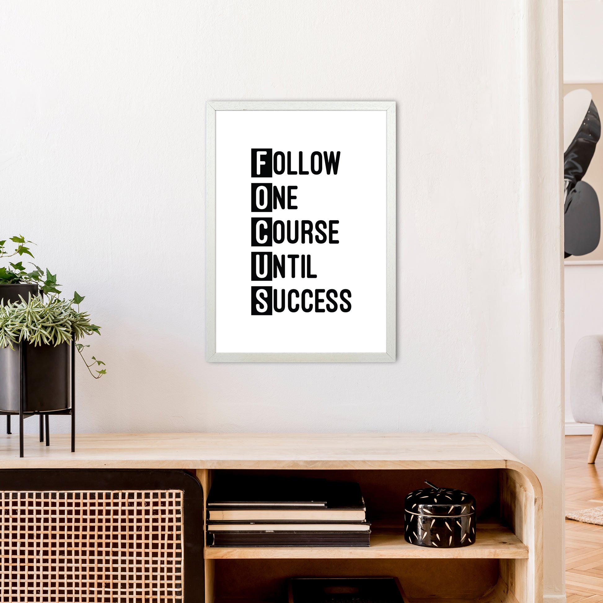 Focus Black  Art Print by Pixy Paper A2 Oak Frame