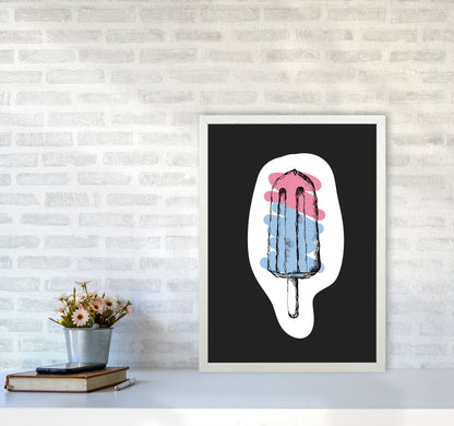 Kitchen Pop Ice Lolly Off Black Art Print by Pixy Paper A2 Oak Frame