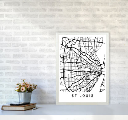 St Louis Map Art Print by Pixy Paper A2 Oak Frame