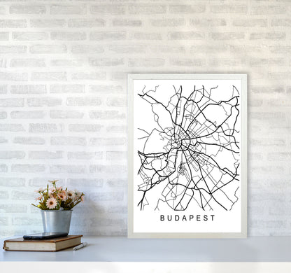 Budapest Map Art Print by Pixy Paper A2 Oak Frame