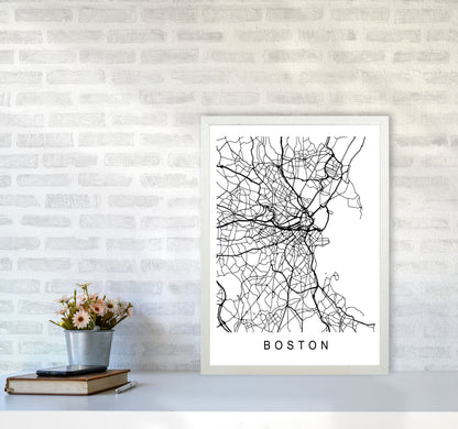 Boston Map Art Print by Pixy Paper A2 Oak Frame