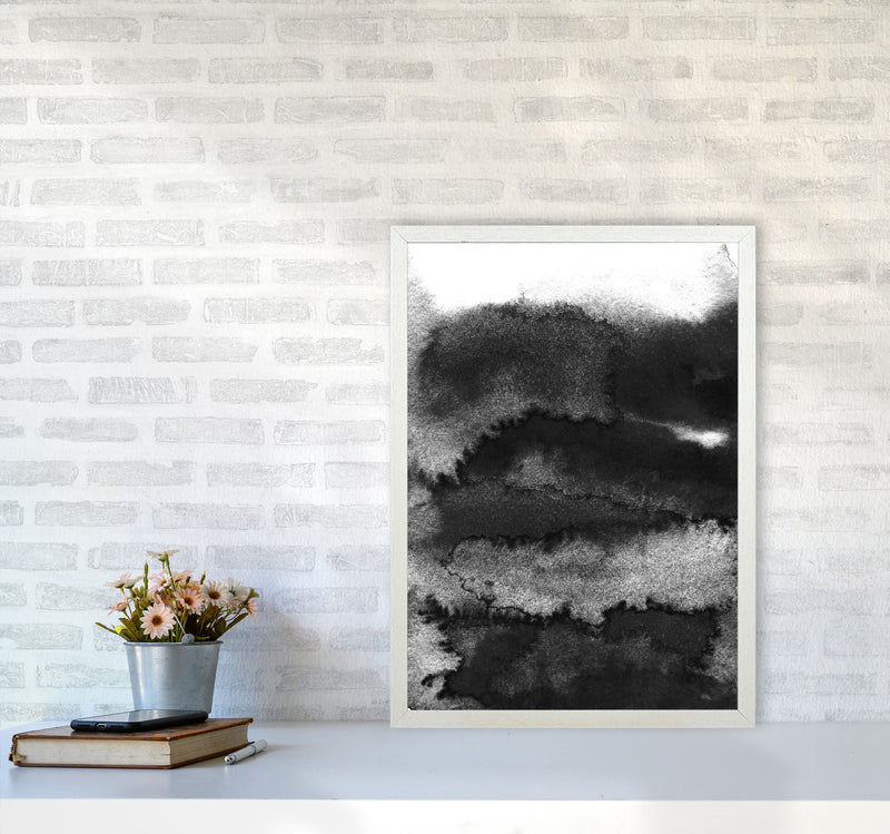 Majestic Monochrome Watercolour 16 Art Print by Pixy Paper A2 Oak Frame