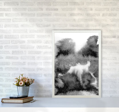 Majestic Monochrome Watercolour 17 Art Print by Pixy Paper A2 Oak Frame