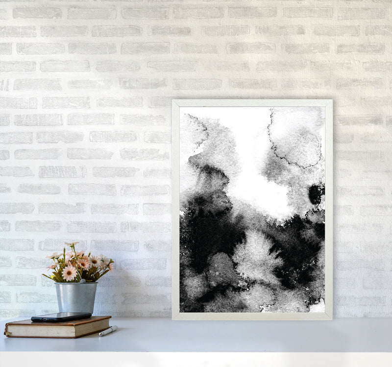 Majestic Monochrome Watercolour 12 Art Print by Pixy Paper A2 Oak Frame