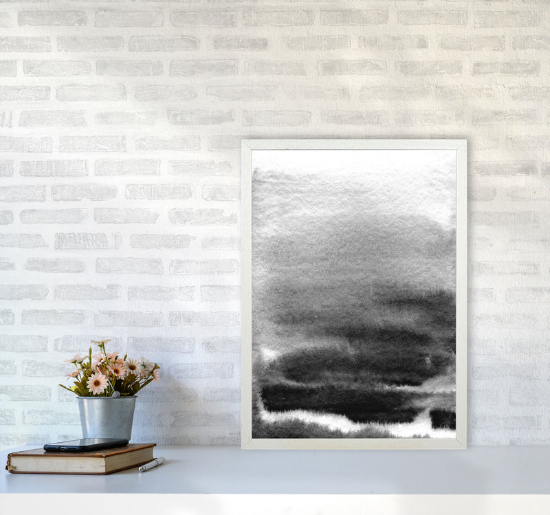 Majestic Monochrome Watercolour 02 Art Print by Pixy Paper A2 Oak Frame