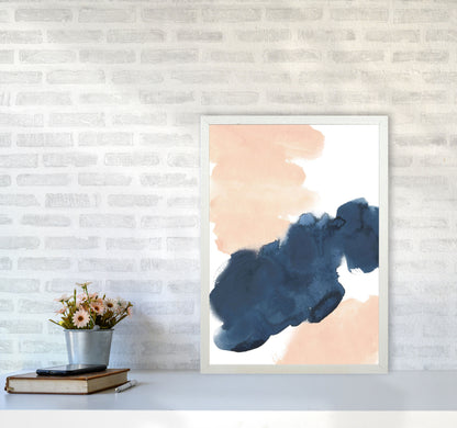 Aztec Blush and Navy Watercolour 02 Art Print by Pixy Paper A2 Oak Frame