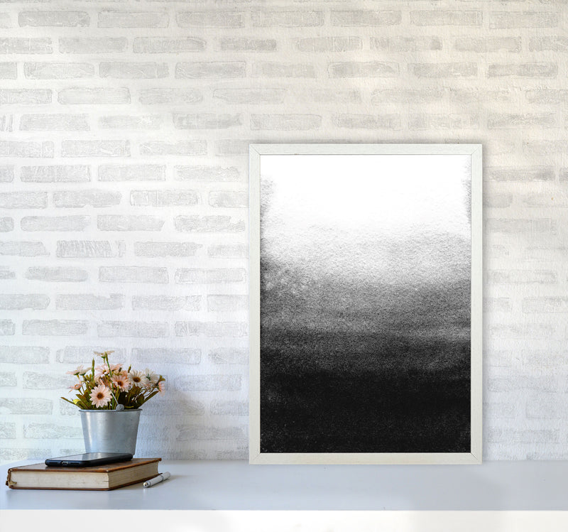 Majestic Monochrome Watercolour 07 Art Print by Pixy Paper A2 Oak Frame