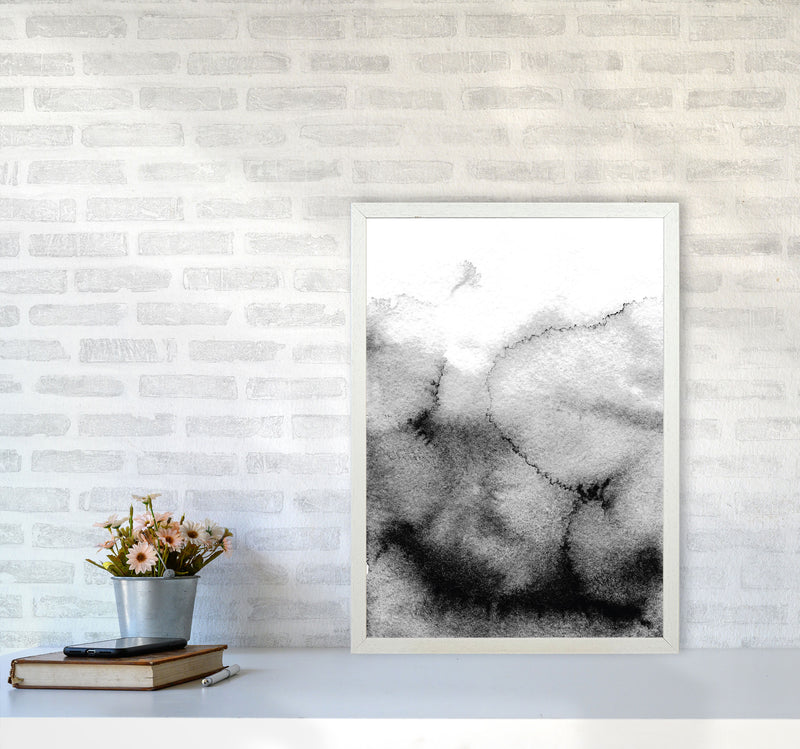Majestic Monochrome Watercolour 09 Art Print by Pixy Paper A2 Oak Frame