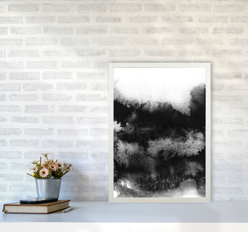 Majestic Monochrome Watercolour 05 Art Print by Pixy Paper A2 Oak Frame