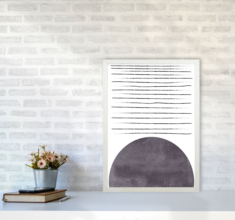 Sun lines pink cotton Art Print by Pixy Paper A2 Oak Frame