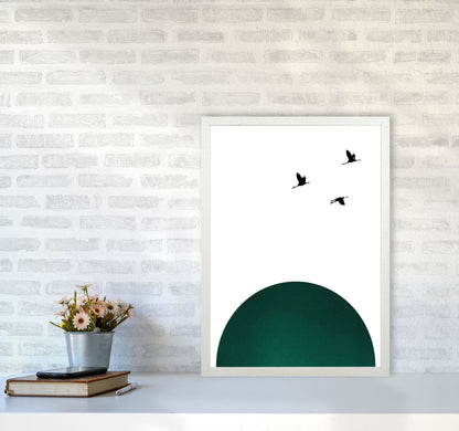 Rising sun emerald Art Print by Pixy Paper A2 Oak Frame