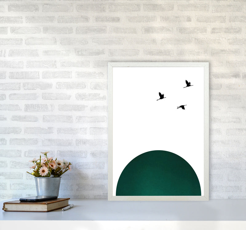 Rising sun emerald Art Print by Pixy Paper A2 Oak Frame