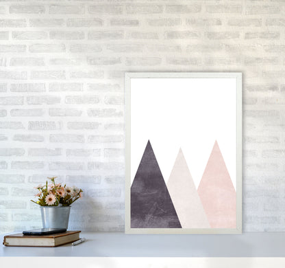 Mountains pink cotton Art Print by Pixy Paper A2 Oak Frame