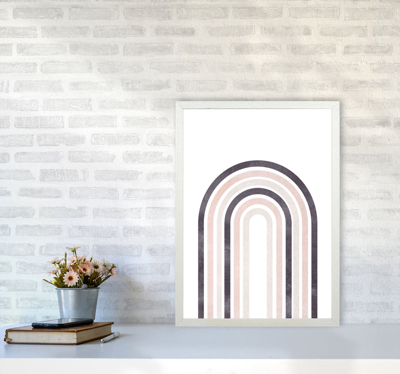 Rainbow pink cotton Art Print by Pixy Paper A2 Oak Frame