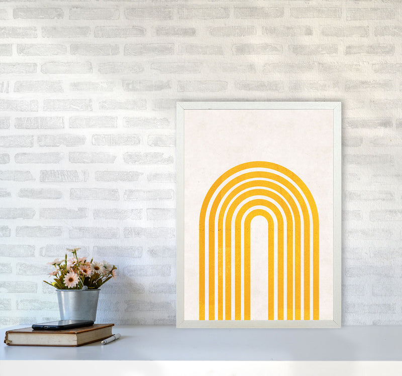 Rainbow mustard Art Print by Pixy Paper A2 Oak Frame
