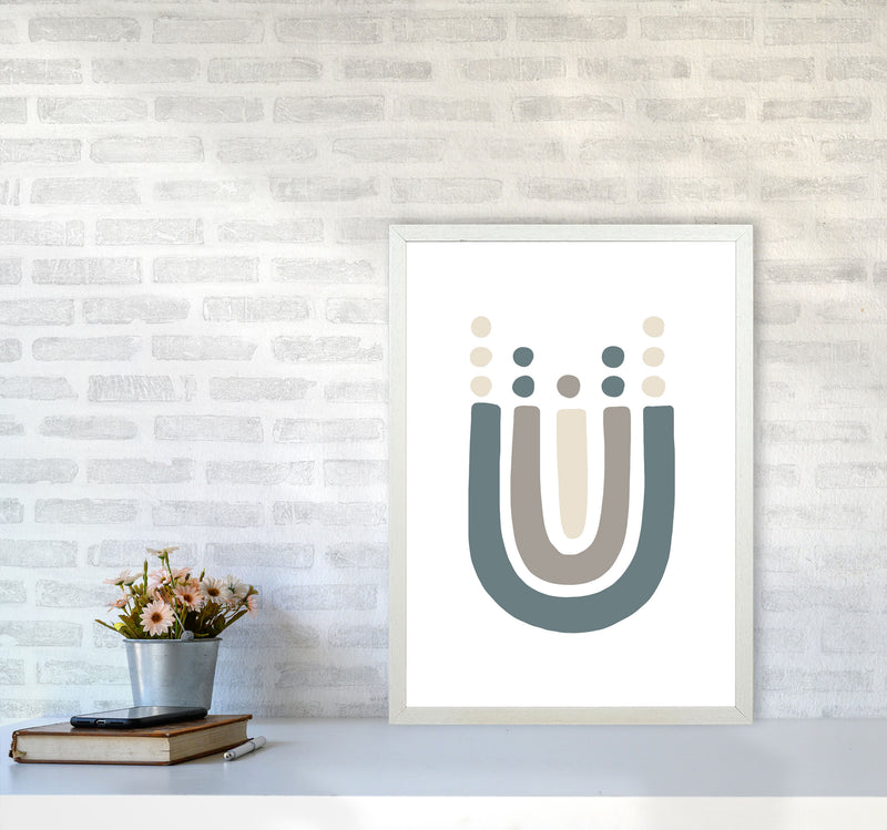 Inspired Upside Down Natural Rainbow White Art Print by Pixy Paper A2 Oak Frame