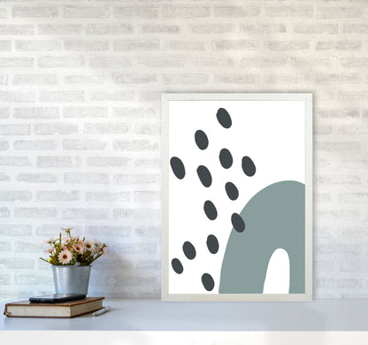Inspired Teal Rainbow with Polka Art Print by Pixy Paper A2 Oak Frame