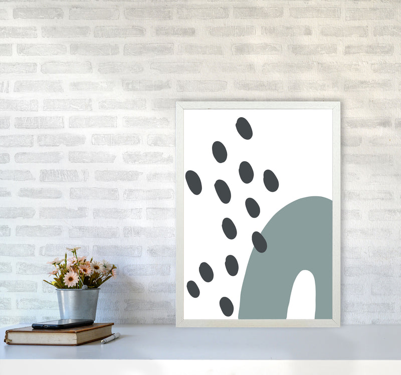 Inspired Teal Rainbow with Polka Art Print by Pixy Paper A2 Oak Frame