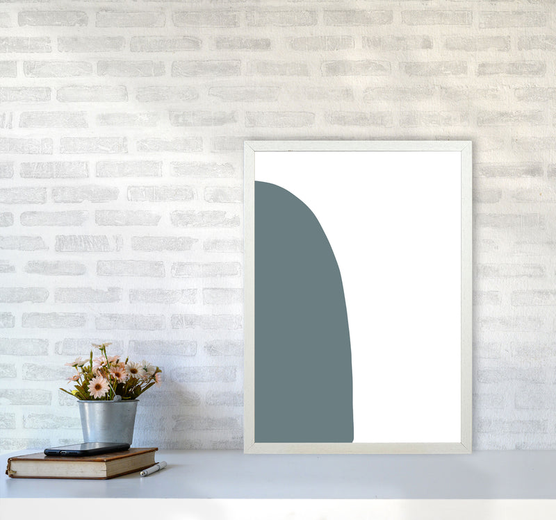 Inspired Teal Half Stone Left Art Print by Pixy Paper A2 Oak Frame