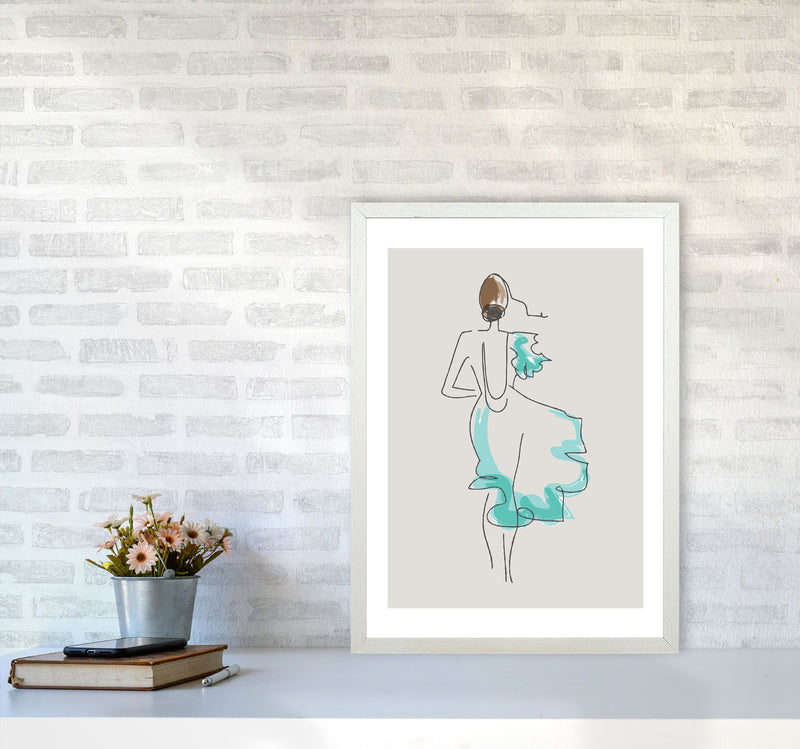 Inspired Stone Woman in Dress Line Art Art Print by Pixy Paper A2 Oak Frame
