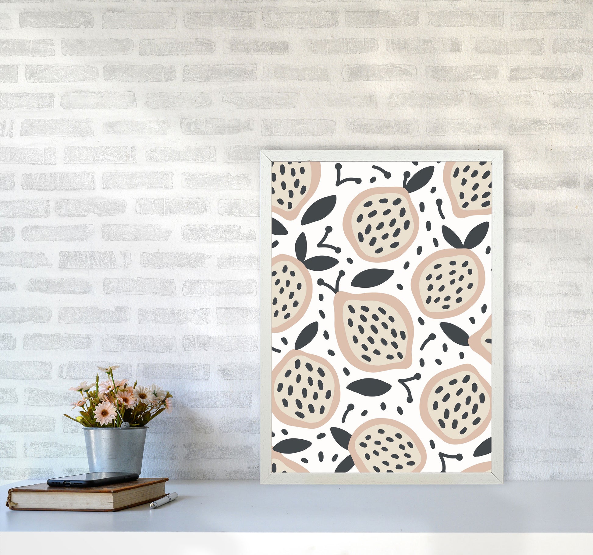 Inspired Fruit Art Print by Pixy Paper A2 Oak Frame