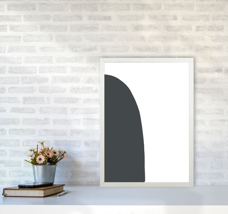 Inspired Off Black Half Stone Left Art Print by Pixy Paper A2 Oak Frame