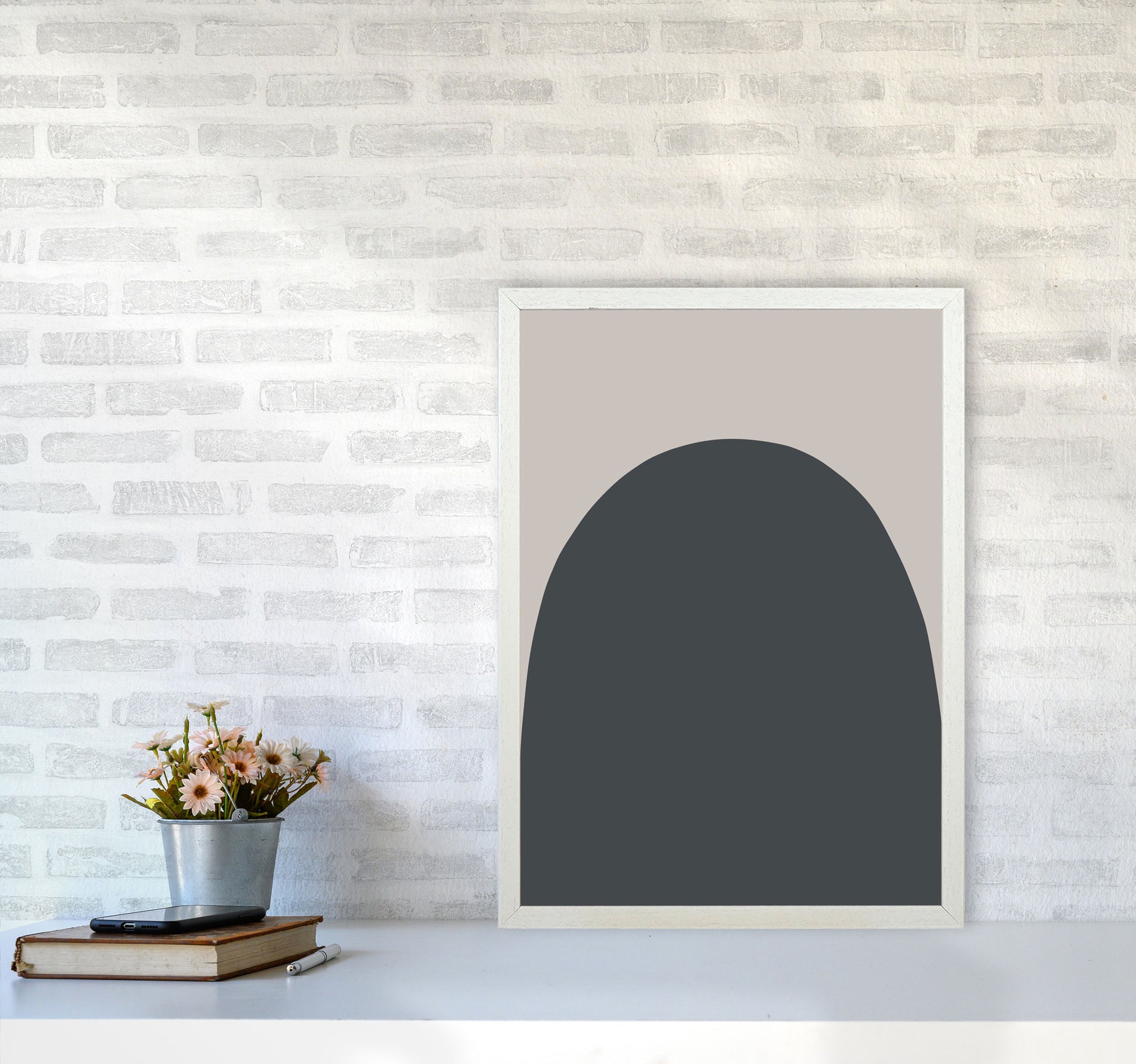 Inspired Off Black and Stone Hill Art Print by Pixy Paper A2 Oak Frame