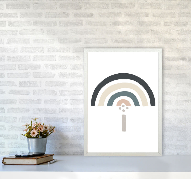 Inspired Natural Rainbow White Art Print by Pixy Paper A2 Oak Frame