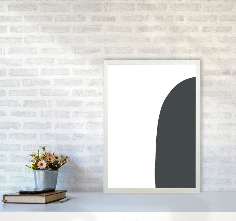 Inspired Off Black Half Stone Right Art Print by Pixy Paper A2 Oak Frame