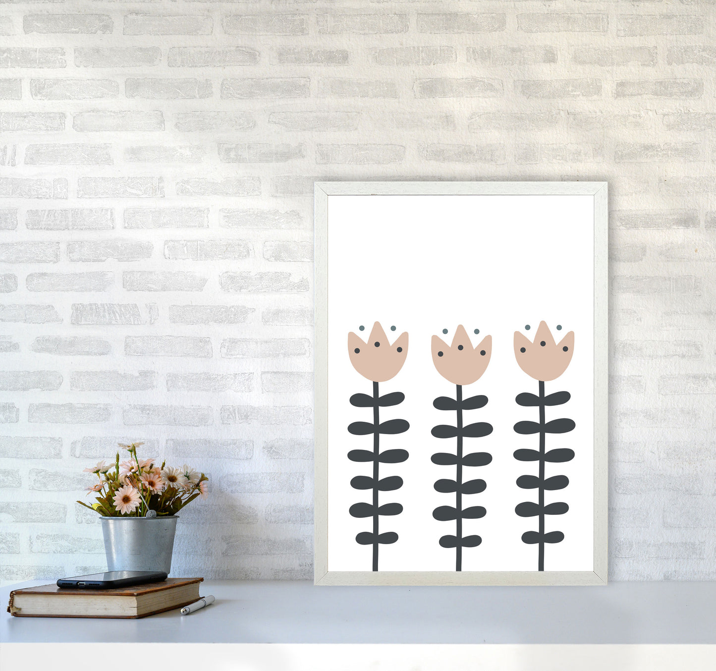 Inspired Flowers Art Print by Pixy Paper A2 Oak Frame