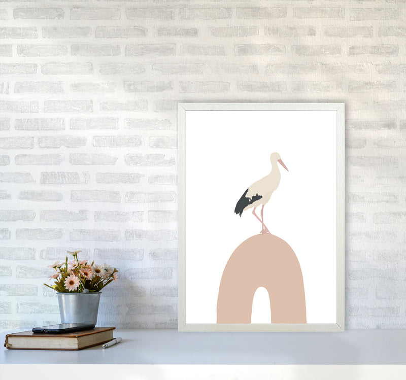 Inspired Bird on Rainbow Art Print by Pixy Paper A2 Oak Frame
