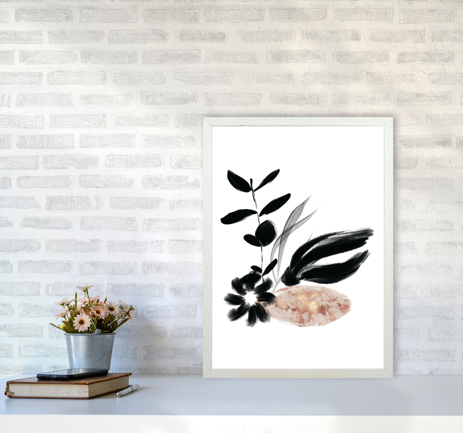 Delicate Floral 03 Art Print by Pixy Paper A2 Oak Frame