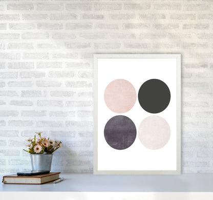Circles pink cotton Art Print by Pixy Paper A2 Oak Frame
