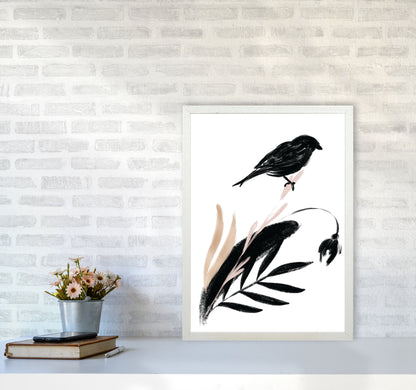 Delicate Floral Bird 04 Art Print by Pixy Paper A2 Oak Frame
