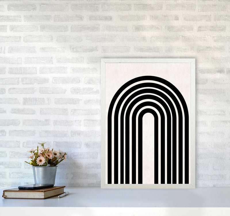Black rainbow Art Print by Pixy Paper A2 Oak Frame