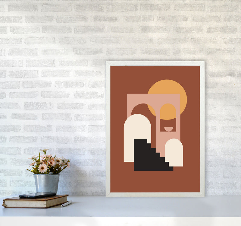 Autumn Sienna abstract Art Print by Pixy Paper A2 Oak Frame