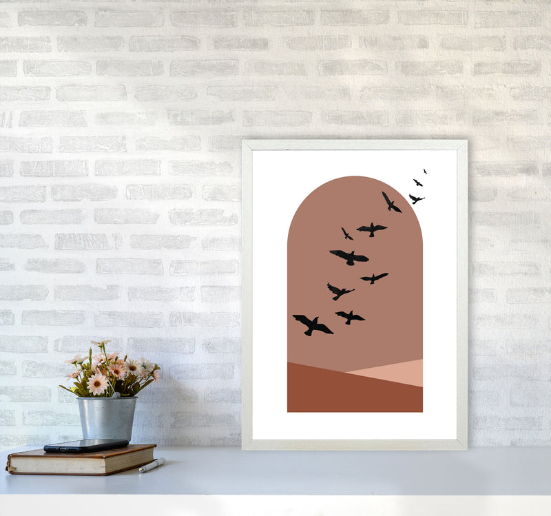Autumn Saffron abstract Art Print by Pixy Paper A2 Oak Frame