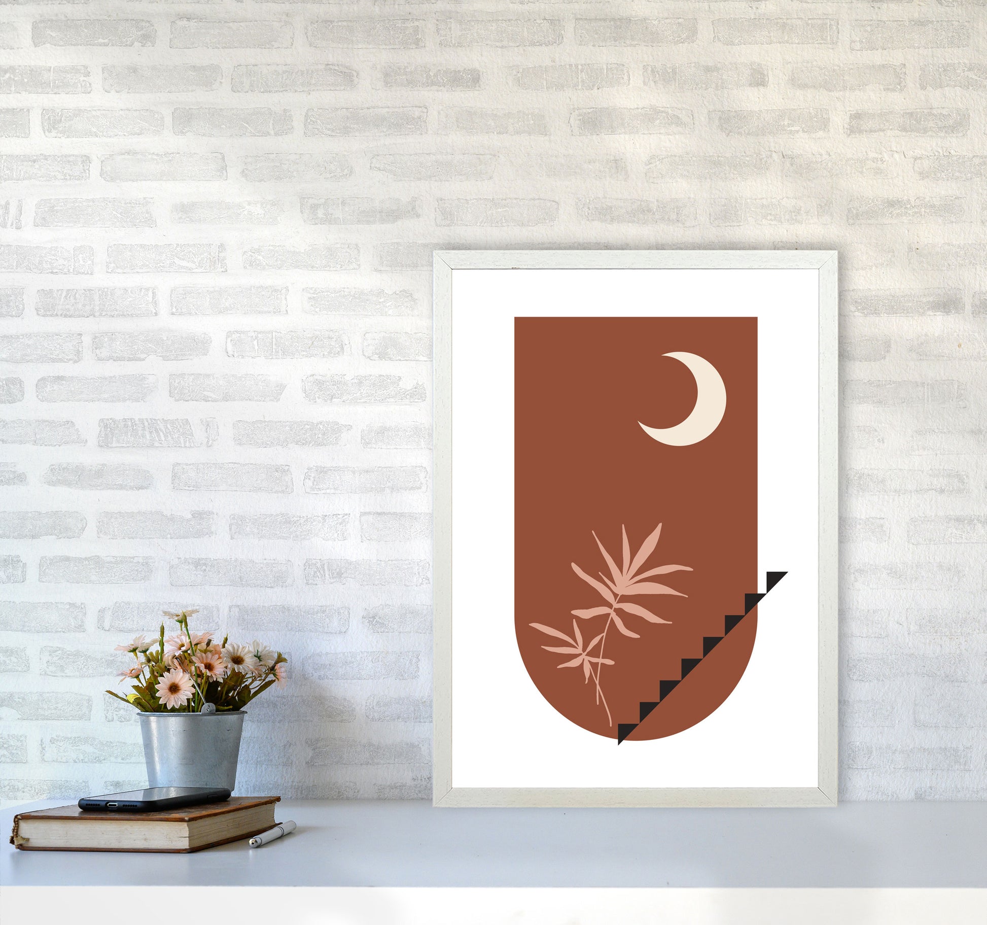 Autumn Willow abstract Art Print by Pixy Paper A2 Oak Frame