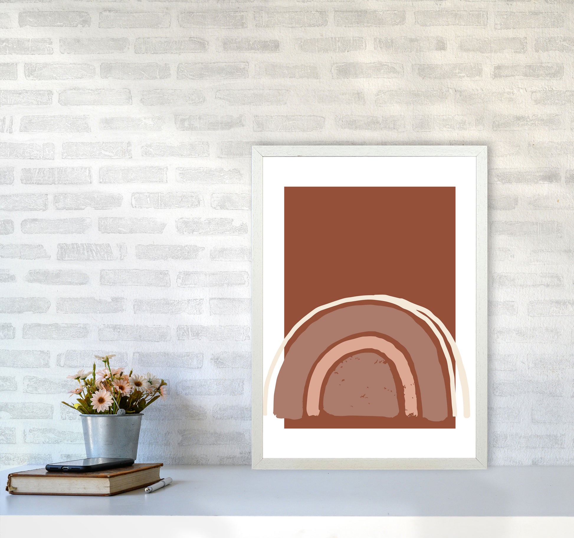 Autumn Camilla abstract Art Print by Pixy Paper A2 Oak Frame
