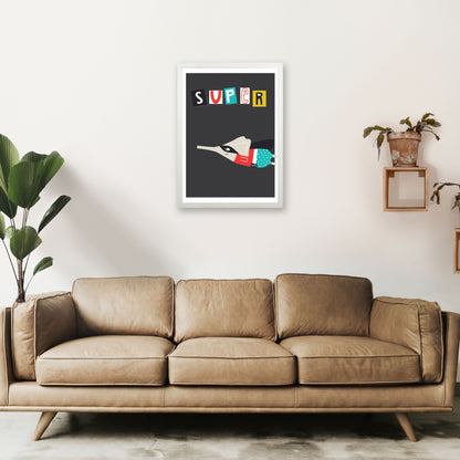 Super elephant Art Print by Pixy Paper A2 Oak Frame