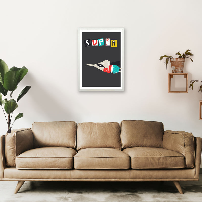 Super elephant Art Print by Pixy Paper A2 Oak Frame