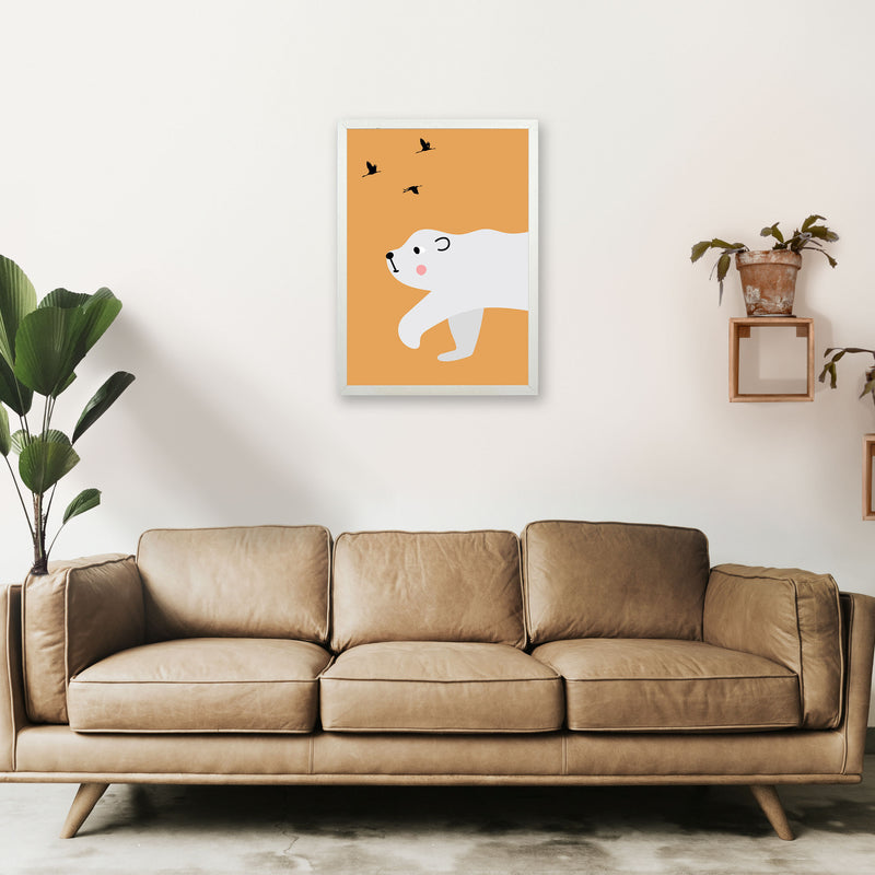 Polar bear Neutral kids Art Print by Pixy Paper A2 Oak Frame