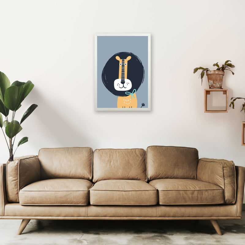 Lion Neutral kids Art Print by Pixy Paper A2 Oak Frame