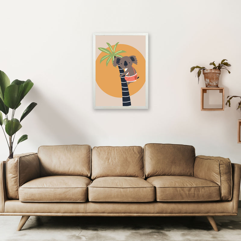 Koala in tree Neutral kids Art Print by Pixy Paper A2 Oak Frame